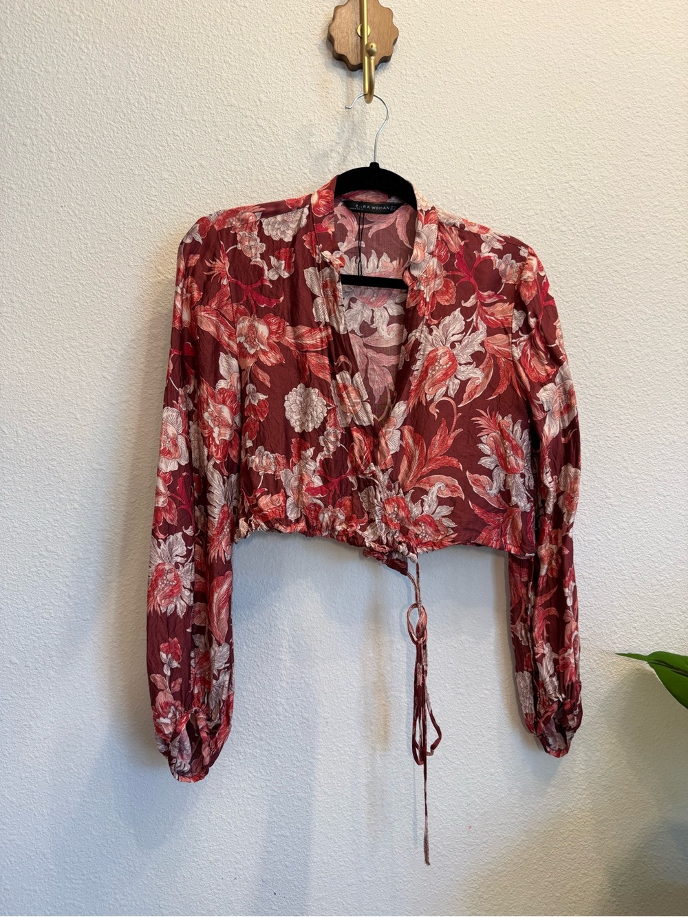 Zara Woman Floral Wrap Tie Crop Blouse – Size S 🌺✨
